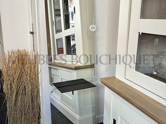 Miroir avec étagère aluminium noir promo Meubles Bouchiquet