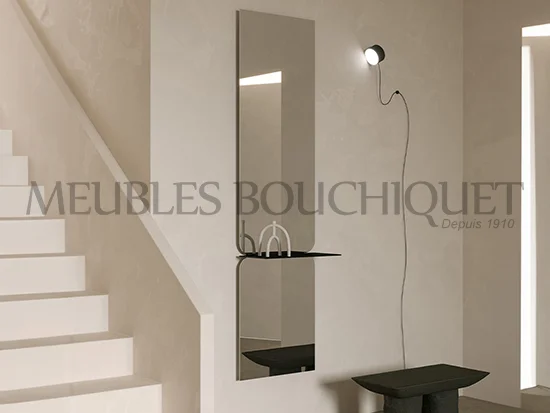 Miroir avec étagère aluminium noir promotion magasin Meubles Bouchiquet