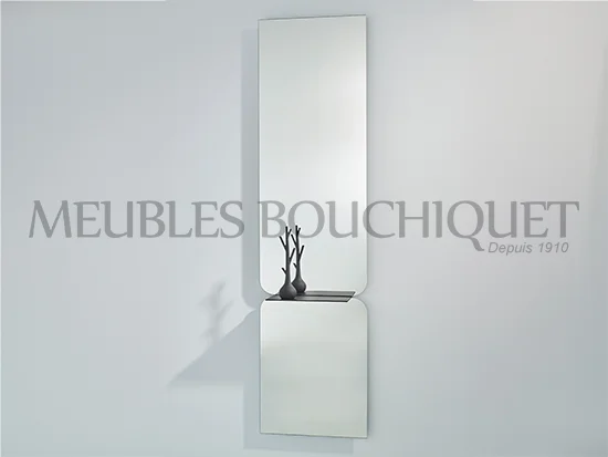 Miroir avec étagère aluminium noir promotion Meubles Bouchiquet