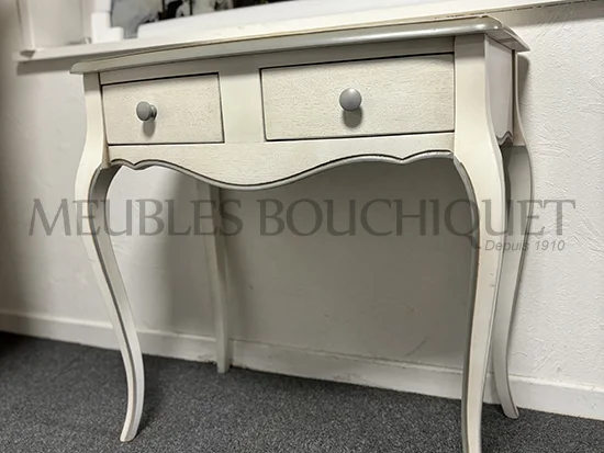 Petit console blanche stylisée 2 tiroirs promotion Meubles Bouchiquet Bergues