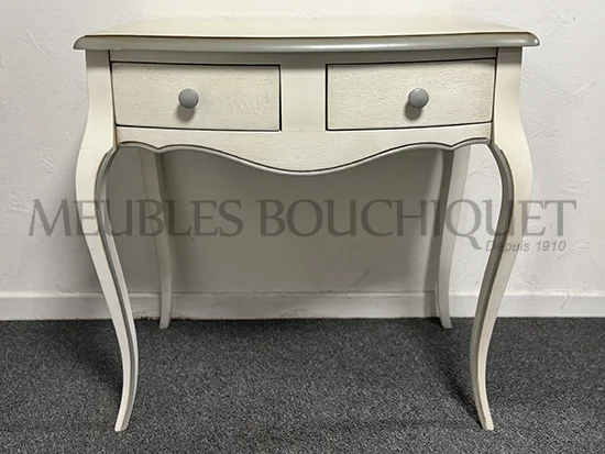 Petit console blanche stylisée 2 tiroirs promotion Meubles Bouchiquet