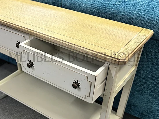 Petit console romantique gris clair 2 tiroirs promotion magasin Meubles Bouchiquet Dunkerque