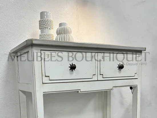 Petite console stylisée blanche bouton étoile promotion Meubles Bouchiquet Bergues