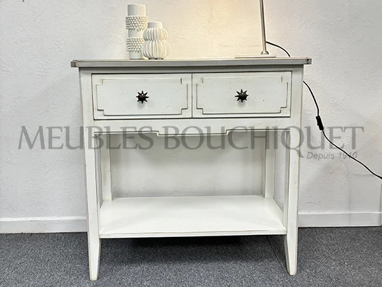 Petite console stylisée blanche bouton étoile promotion Meubles Bouchiquet