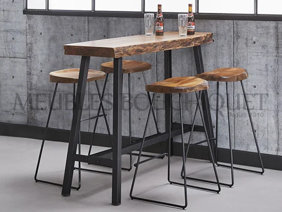 Table bar plateau tronc d'arbre promotion Meubles Bouchiquet