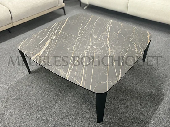 Table basse carrée plateau céramique effet marbre promo Meubles Bouchiquet Bergues