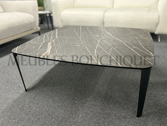 Table basse carrée plateau céramique effet marbre promo Meubles Bouchiquet