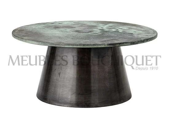 Table basse ronde noir en fer et aluminium - Promotion Meubles Bouchiquet Bergues