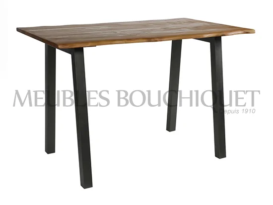 Table haute style industriel plateau tronc d'arbre promotion Meubles Bouchiquet Bergues