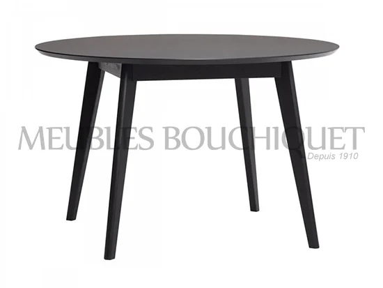 Table ronde noire en bois promotion Meubles Bouchiquet