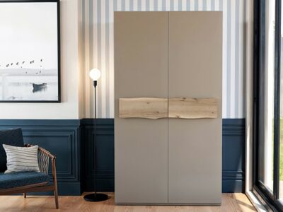 Petite armoire dressing portes battantes style nature Meubles Célio Écorce - Meubles Bouchiquet Lille