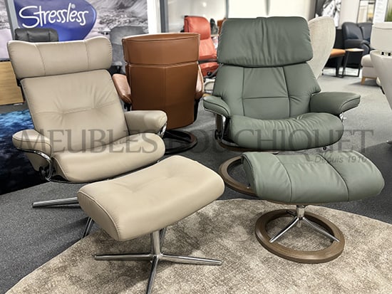 Showroom magasin fauteuil relax Berlin et Ruby Stressless Meubles Bouchiquet Bergues