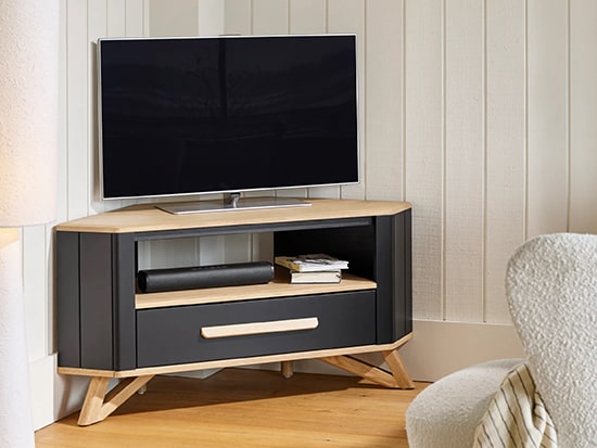 Meuble TV d'angle scandinave personnalisable Alva - Meubles Bouchiquet Bergues