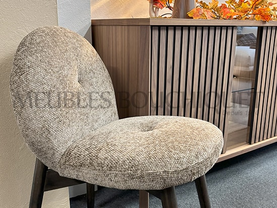 Lot de 2 chaises tissu déco taupe Meubles Bouchiquet Bergues