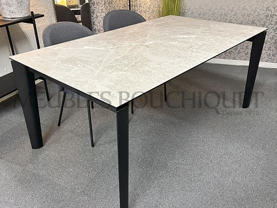 Table de repas design extensible plateau céramique - Meubles Bouchiquet Bergues