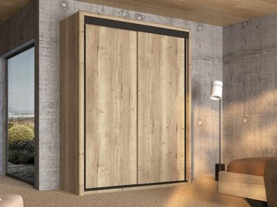 Armoire 2 portes coulissantes en bois finition noire Meubles Célio - Opéra - Meubles Bouchiquet Bergues