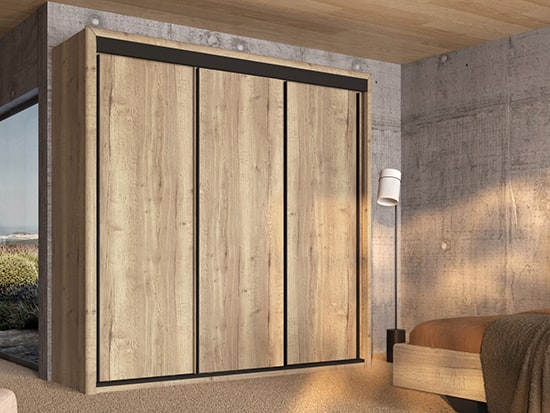 Armoire en bois 3 portes coulissantes finition noire Meubles Célio - Opéra - Meubles Bouchiquet à Bergues