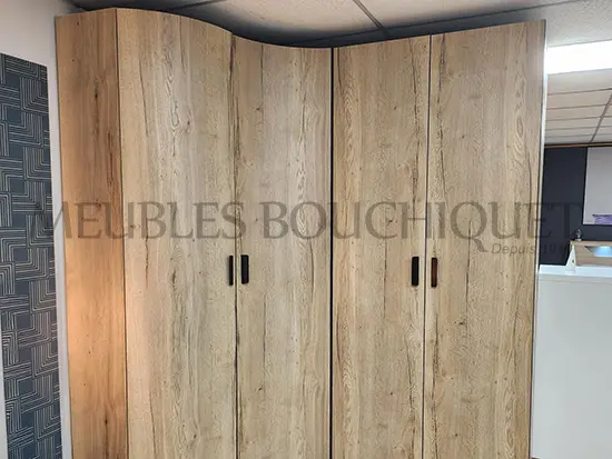 Armoire d'angle bois portes battantes Meubles CELIO - Eiffel - Promo Meubles Bouchiquet Bergues