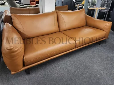 Canapé 3 places design cuir camel Calia Italia Dragées promotion Meubles Bouchiquet Dunkerque
