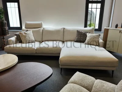 Canapé contemporain gris clair 3 places 2 relax électriques Meubles Bouchiquet