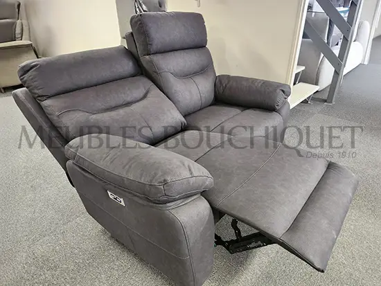 Canapé gris 2 places relax électrique confort promotion Meubles Bouchiquet Bergues