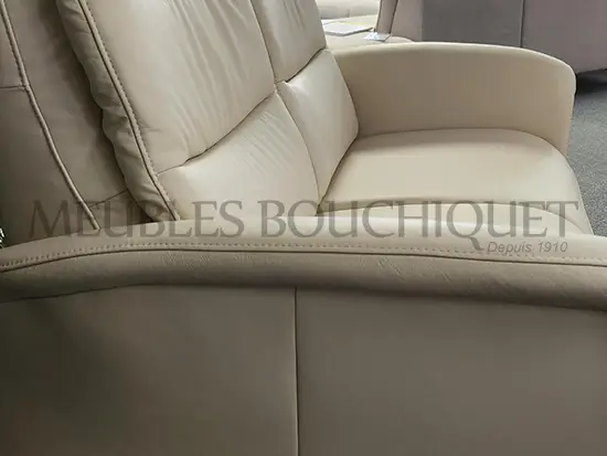 Canapé relax 2 places en cuir beige dossier haut promotion Meubles Bouchiquet Bergues