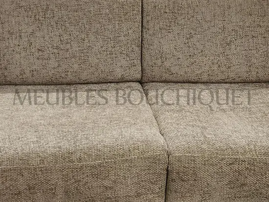 Canapé relax 2 places tissu beige avec têtières réglables promo Meubles Bouchiquet Dunkerque