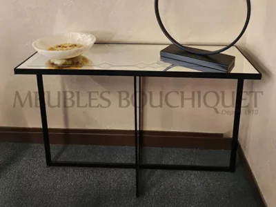 Console métal et plateau miroir promotion Meubles Bouchiquet magasin