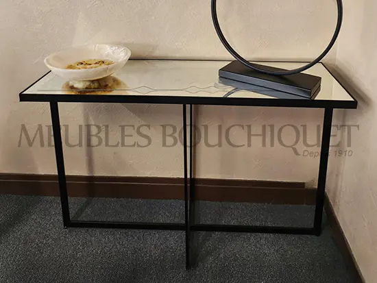 Console métal et plateau miroir promotion Meubles Bouchiquet magasin