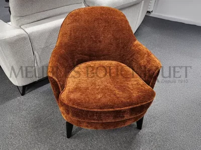 Fauteuil déco tissu orange promo Meubles Bouchiquet Bergues
