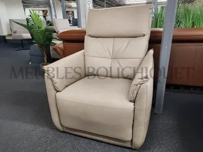 Fauteuil relax électrique beige dossier haut promotion Meubles Bouchiquet Bergues