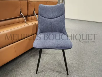 Lot de 2 chaises tissu bleu promo Meubles Bouchiquet