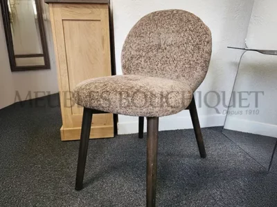 Lot de 2 chaises tissu déco taupe promo Meubles Bouchiquet Bergues