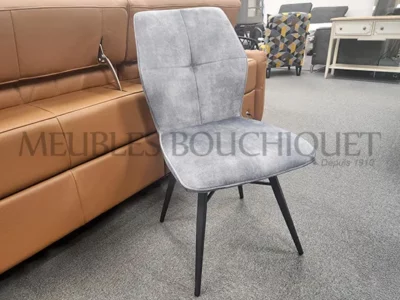 Lot de 2 chaises velours gris promotion - Meubles Bouchiquet Bergues