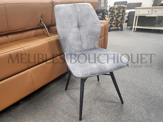 Lot de 2 chaises velours gris promotion - Meubles Bouchiquet Bergues