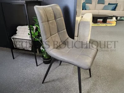 Lot de 3 chaises simili cuir gris promo Meubles Bouchiquet Bergues