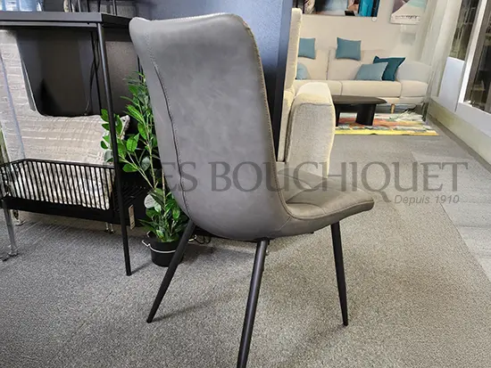Lot de 3 chaises simili cuir gris promo Meubles Bouchiquet Nord