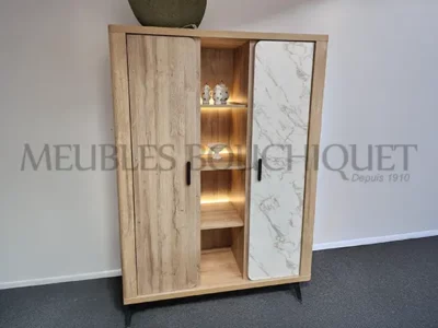 Meuble bar imitation marbre et bois promo Meubles Bouchiquet Nord