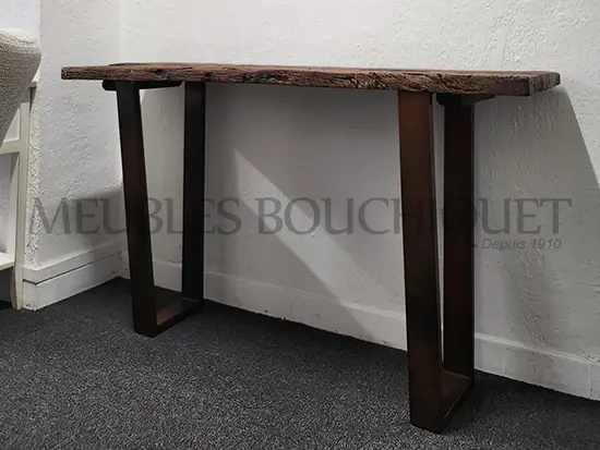 Meuble console en bois brut foncé promotion Meubles Bouchiquet Nord