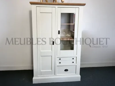 Meuble vitrine blanc style campagne Ateliers de Langres Romance - Meubles Bouchiquet