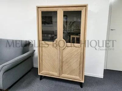 Meuble vitrine portes bois point de Hongrie Ateliers de Langres - Haussmann - Meubles Bouchiquet Bergues