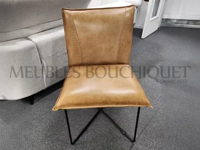 Petit fauteuil en cuir vontage caramel promo Meubles Bouchiquet Bergues Nord