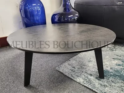 Petite table basse ronde céramique grise promo Meubles Bouchiquet