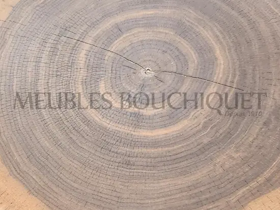 Petite table basse ronde plateau tronc d'arbre noyer promotion Meubles Bouchiquet