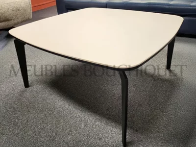 Table basse carrée plateau céramique blanc - Promotion Meubles Bouchiquet Bergues
