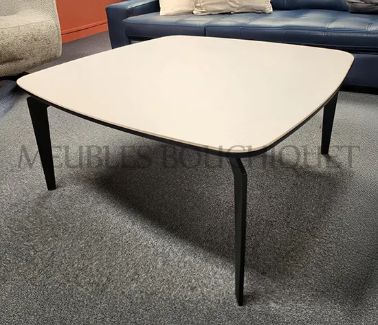 Table basse carrée plateau céramique blanc - Promotion Meubles Bouchiquet Bergues