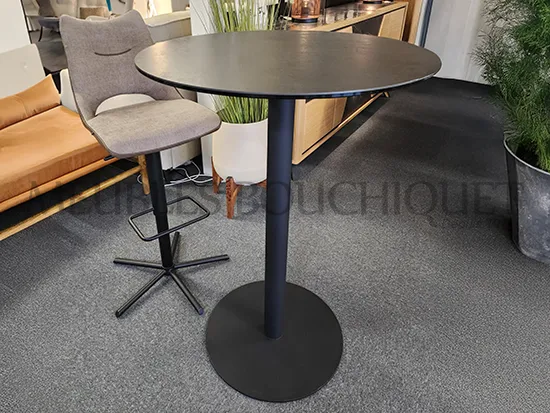 Table haute ronde plateau céramique noir promotion Meubles Bouchiquet Bergues
