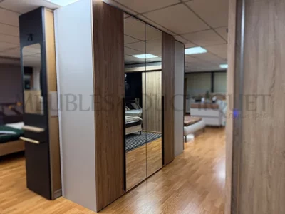 Armoire portes pliantes avec miroirs et options Meubles Célio – Opale - Promo Meubles Bouchiquet
