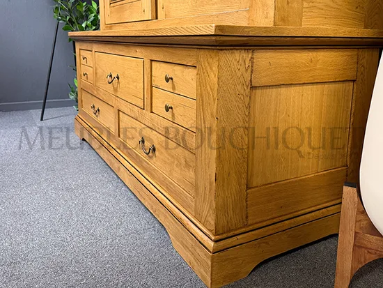 Bibliothèque chêne massif style campagne - Promo Meubles Bouchiquet Dunkerque