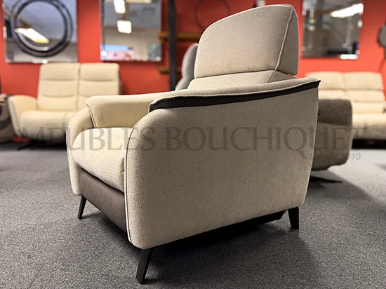 Canapé 3 places + Fauteuil relax avec têtière électrique promo Meubles Bouchiquet Bergues